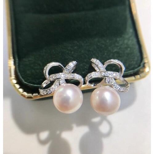 Hot Bow Knot 925 Sterling Silver Earrings Findings Settings Base Mountings Parts Mounts for Coral Pearls Agate Crystal Stones