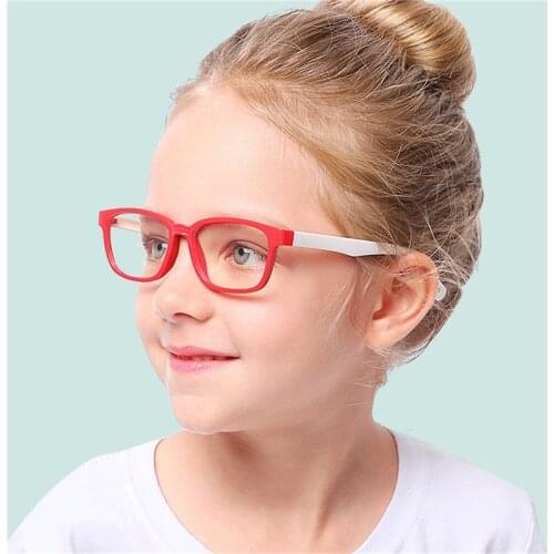 Iboode New Childrens Anti Blue Light Glasses Boys Girls Candy Color Silicone Soft Frame Flat Mirror Kids Reading Goggle Eyewear