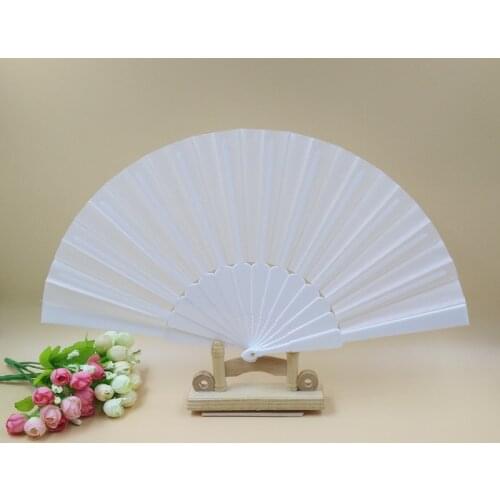 Auviderin Spanish Solid Color Cloth HandHeld Fan with Plastics Ribs Fan for Dancing