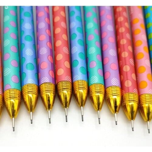 Free shipping 30pcs Metal Crown Color Rod Large Polka Dot Mechanical Pencil Random Pencils For Kids School Set