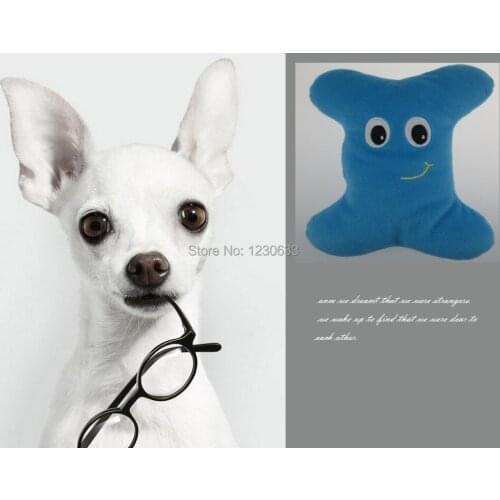 Short plush toy dog bites sound bones