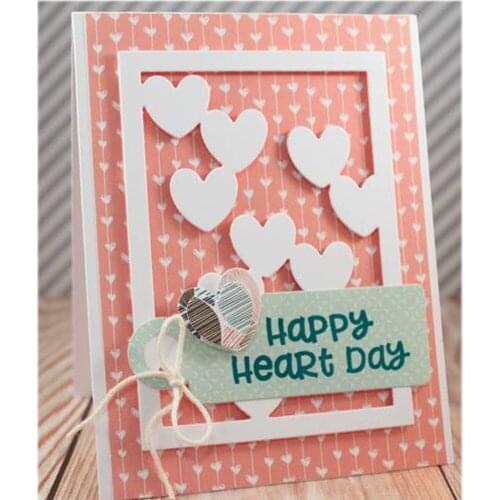 Falling Hearts Panel Metal Cutting Dies Silver Stencil For Scrapbooking Album Photo Paper Card Craft Fun New 2019 83MM*115MM