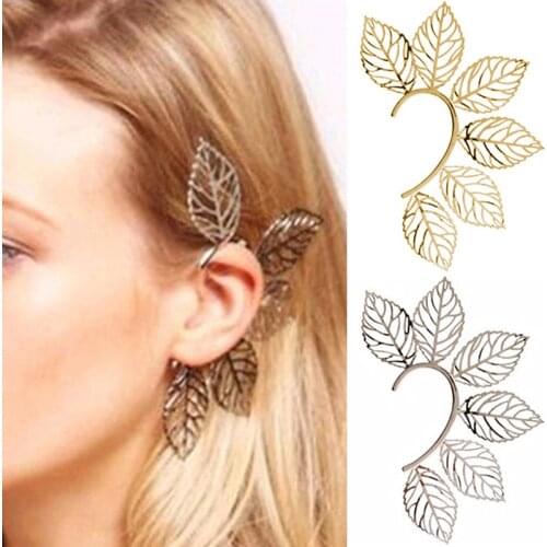 LNRRABC Cute Ear Cuff Big Earrings for Women Fashion Jewelry Boho Gold Silver Leaf No EarHole Clip Earring Bijoux Femme Gifts