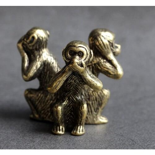 Solid pure brass office desk small ornaments Three no Monkey Jewelry Crafts