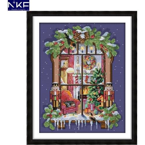 NKF Birches In The Summer Stamped Cross Stitch DIY Kits Needlework Embroidery Set Chinese Cross Stitch for Home Decor