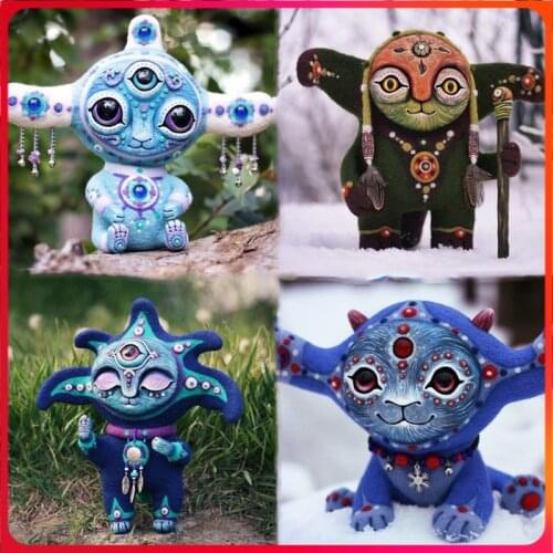 New Kawaii Fantasy World Creature Decorations Handmake DIY Elf Resin Statue Cartoon Alien Outdoor Garden Home Decor Figurine