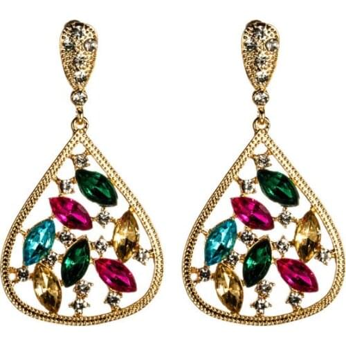New Fashion Colorful Oval Charm Rhinestone Earrings For Women Elegant Earrings Jewelry For Wedding Party