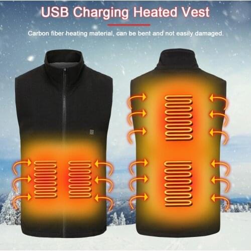 Autumn Winter Usb Electric Thermal Cloth Waistcoat Fish Hiking Outdoor USB Infrared Heating Vest Jacket For Men Black/Gray Color