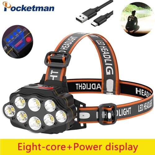 Outdoor Octa-core Strong Headlight USB Rechargeable Night Fishing Headlights LED Long Shot Head Lamp Waterproof Head Light Torch