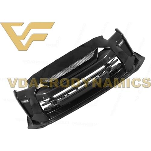 Suitable For 17-20 Nissan GT-R R35 GTR VAD-TS Fiberglass Front Bumper Body Kit with LED Light - Half Carbon available