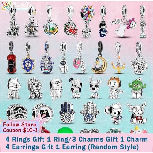 Smuxin 925 Sterling Silver Castle Balloon Moose Maple Leaf Charms fit Original Pandora Bracelets Women Jewelry Birthday Gift