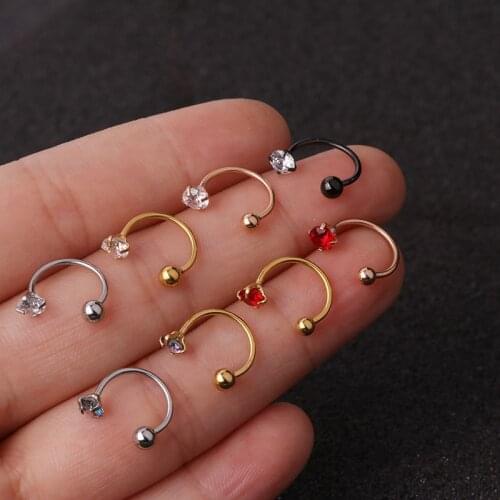 1pc 20G Stainless Steel Cz Hoop Tragus Cartilage Helix Earring Conch Rook Daith Lobe Ear Piercing Jewelry