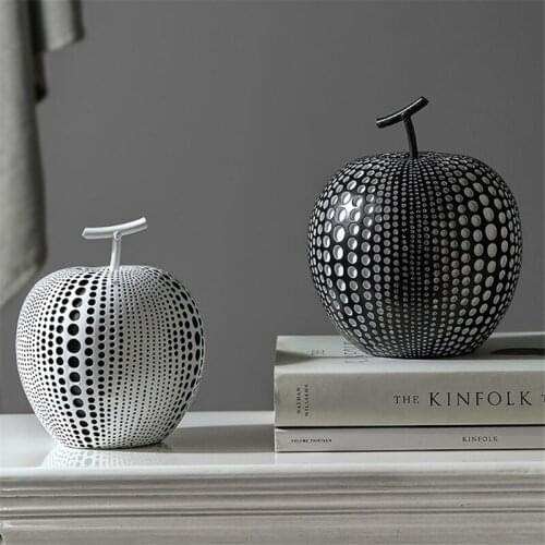 NORDIC BLACK WHITE APPLE DECORATION CREATIVE RESIN SCULPTURE CRAFTS SIMPLE OFFICE DESKTOP HOME ADORNMENT FRUIT FURNISHING GIFT