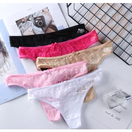 Women Thong Paties New Pattern Sexy Temptation Pure Cotton Uderwear Low Waist Lace Girl Modal Panties 011
