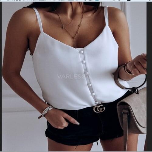Sleeveless Off Shoulder Vest Ladies Plain V Neck Loose Tank Women Casual Summer Top