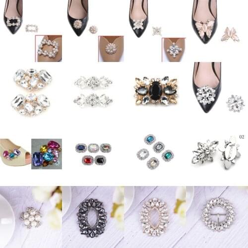 1Pcs Metal Rhinestone Shoes Buckle Clip Fashion Shining Shoe Clips Decoration High-Quality 10 Colors Available