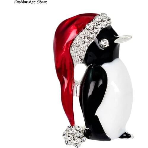 1PCS Fashion Small Brooch Jewelry Christmas Gift Cute Kawaii Animal Penguin Crystal Brooch Pin 2.4*4.0cm/0.94*1.57inch