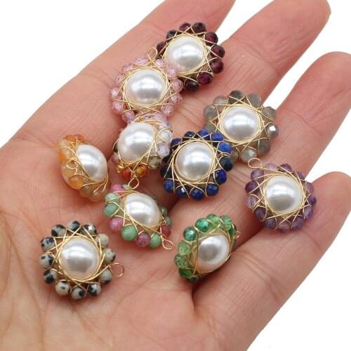 2Pcs Natural Pearl Pendant Sun-Shaped Semi-Precious For Jewelry Making Charms DIY Necklace Earrings Bracelet Anklet Accessory