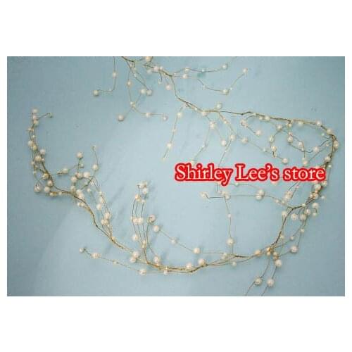 24pcs X 5' Ivory pearl bead gold wire garland,WEDDING decoration,Cake decoration Flower Vine etc