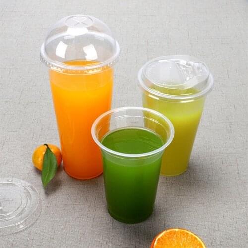 50pcs 90 caliber transparent disposable cold hot drink plastic cup party birthday favor coffee tea juice beverage cup with lid