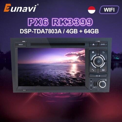 Eunavi 2 Din Car Multimedia Player Radio GPS Android DVD For Audi/A4/S4 2002-2008 Automotivo 2Din DVD Head Unit 4G 64GB DSP BT