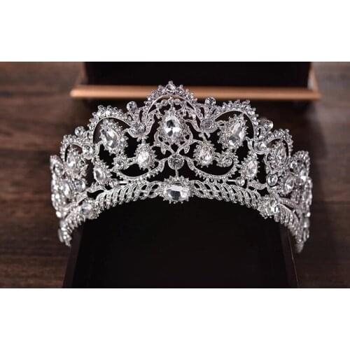 Big Rhinestone Shiny Crystal Crown Tiara Baroque Crowns Bridal Hairband Girls Prom Party Wedding Hair Jewelry Accessories