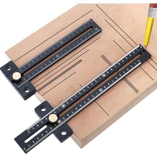 Woodworking Scribing Device Straight Guide Rule Measuring Tools 180mm/280mm Aluminium Alloy Hole Measuring Ruler