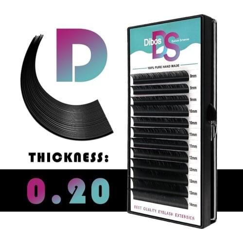 Dibos 1pc 020mm D Curl Mink Eyelash Extension free shipping Thin and Soft Material 3d 6d Voluming Lashes Tray Lash