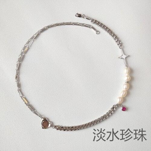 Design ins net red jewelry dazzle magic pearl female clavicle chain freshwater pearl tidal sense Necklace