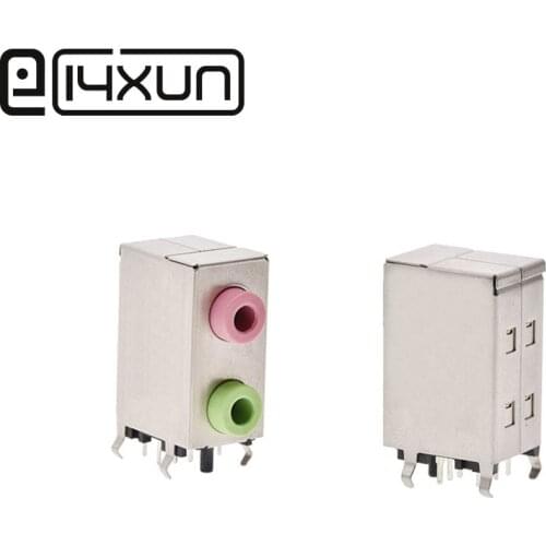 EClyxun 1pcs PJ306E Desktop Computer Motherboard Audio Socket 3.5mm Headphone Jack 2P red + green DIY Repair Connector