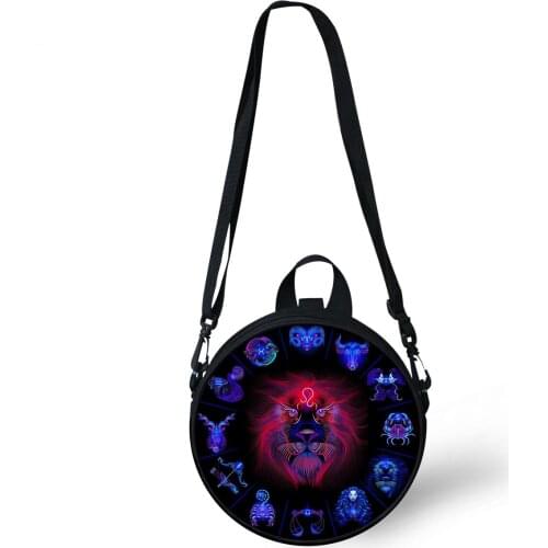 ELVISWORDS New Messenger Bags For Women 12 Constellations Round Shoulder Bags Teenager Small Crossbody Bag Satchel Purse Bolsa