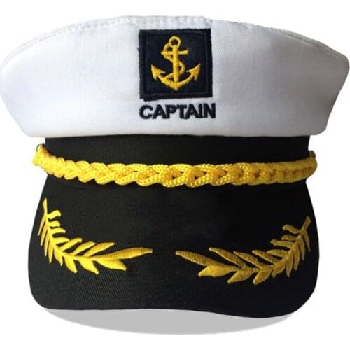 European American Cosply Hat White Foreign Trade Hat Summer Retro Flat Top Military Export Adult Captain Sailor Hat