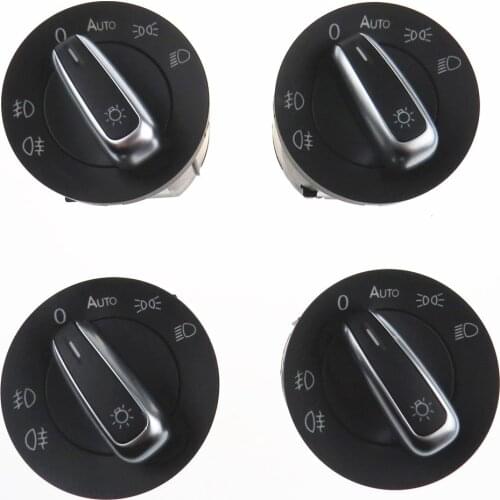 5ND941431B 5ND941431BXSH 4pcs Chrome Headlight Switch Add Auto Function For Golf MK5 MK6 Rabbit Passat B6 B7 Touran Caddy Tiguan