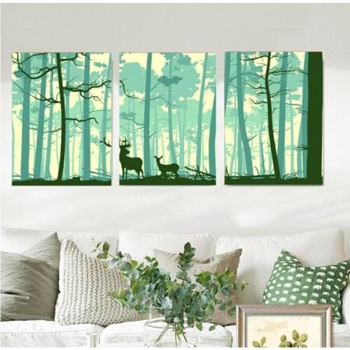 Wall painting pictures by numbers hand painted canvas acrylic painting coloring by numbers modular picture wall art Deer RS202