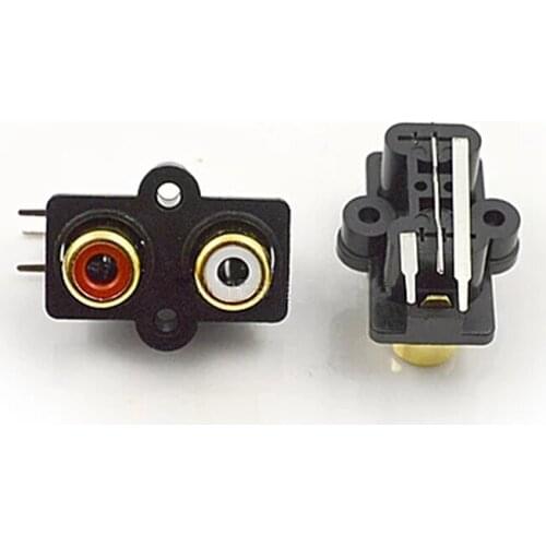 100pcs Audio Video Lotus Connector Copper and Iron Welding Seal AV RCA Plug Female Sub-series RCA-207 Type