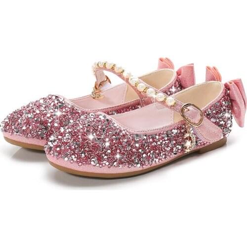 Girls' Leather Shoes Princess Non-Slipt Baby Sequined Childrens Shoes