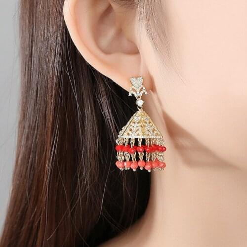 Fashion Tassel Women Bridal Boho Antique Ethnic Drop Dangle Indian Bollywood Earrings Wedding Vintage Earrings