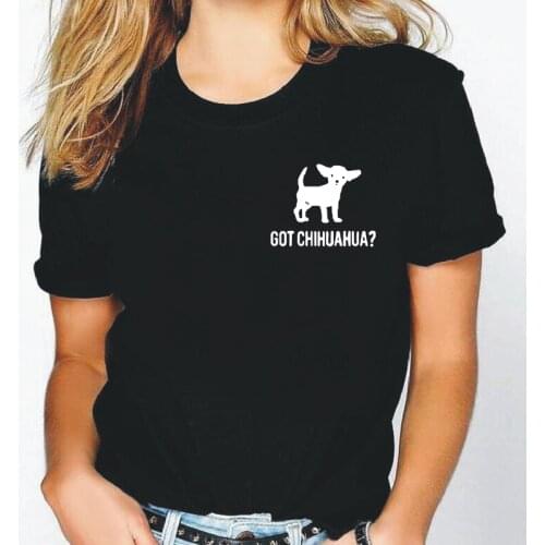 New Harajuku Cotton T-shirt Womens Tops Got Chihuahua Pocket Graphic Print Short Sleeve Street Casual Plus Size Tees T-shirts