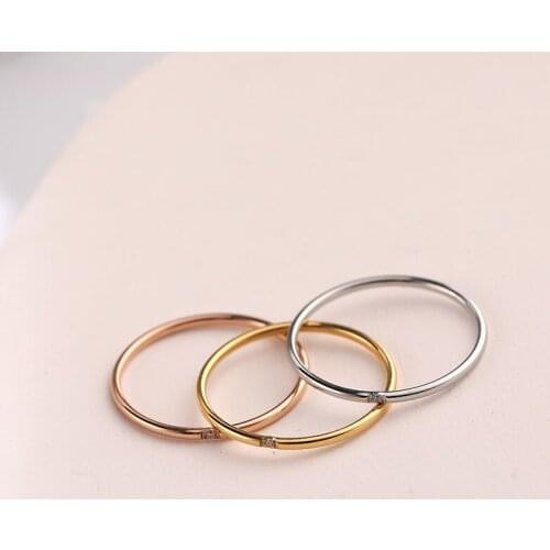 Pink Gold Color Stainless Steel 1.5mm Wedding Rings For Women Finger Jewelry, Minimalist Woman Ring Engagement Gifts Accessories