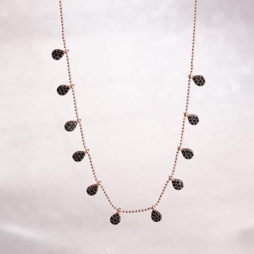 Womens Silver Necklace With Drop Shaped Black Zircon Gemstone Necklace Women Silver Accessories 925 Sterling Silver