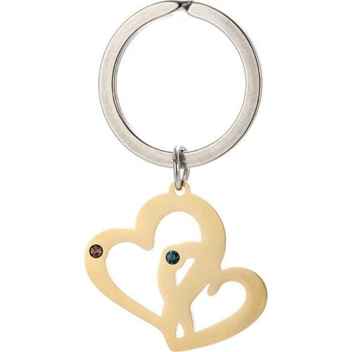 Hollow Heart Pendant with Rhinestone Key Chain Stainless Steel Charm Keyholder/key Fob/key Accessories for Couple 20pcs