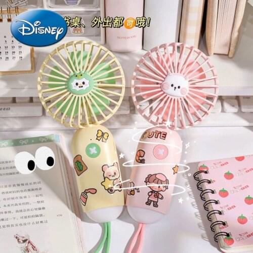 Disney Handheld Fan Cute Mini Portable Rechargeable with Lamp Wind Big Mute Student Class Portable Electric Fan