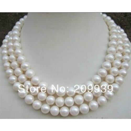10-11MM 52" NATURAL PERFECT SOUTH SEA WHITE PEARL NECKLACE CLASP