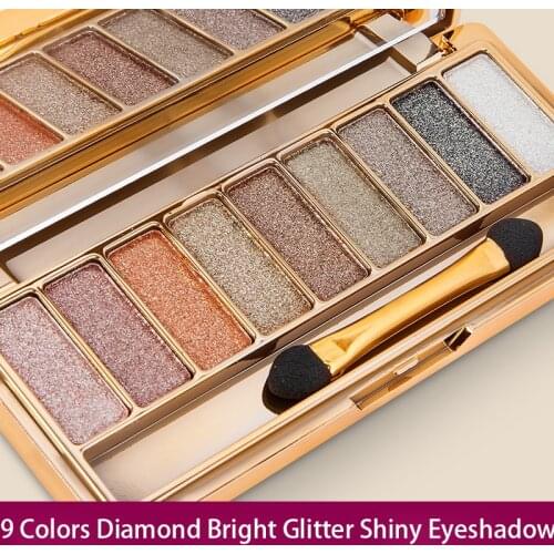 Professional Eye Shadow Pallete Makeup 9 Colors Diamond Bright Glitter Shiny Eyeshadow Make Up Palette Waterproof With Brush