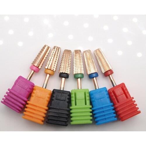 Rose Gold 5 in 1 Carbide Nail Drill Bits With Cut 2-Way Drills Tapered Bit Milling Cutter For Manicure Nails Accessories