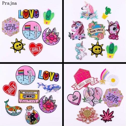 8PCS Crystal Flower Embroidered Patches For Clothing Thermoadhesive Patches Cartoon Animal Unicorn Patches On Clothes Badges DIY