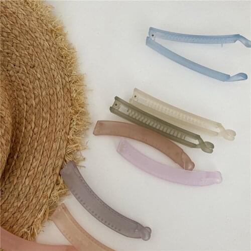 Solid Acrylic Frosted Banana Clips Ponytail Holder Candy Color Women Girls Vertical Clip Hairpins Hair Clamps Geometric Headwear