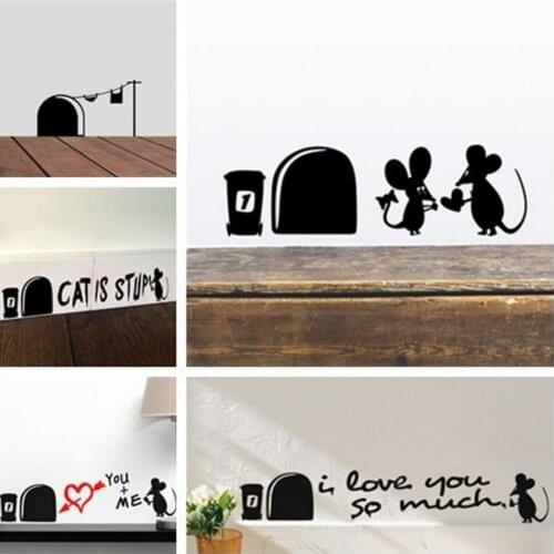 Funny Love Mouse Hole Wall Stickers For Kids Rooms Wall decals vinyl Mural Art Home decoration Vintage Poster