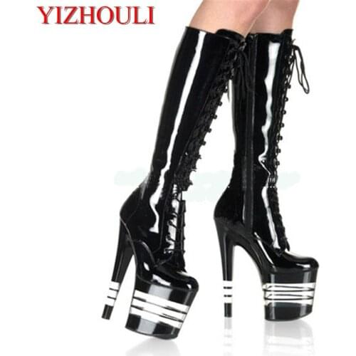 The womens shoes with a new style of 20cm spray are worn on the knee boots, high spring sexy round head and dancing shoes