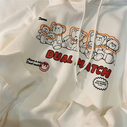 Punk Goth Hip Hop Funny Bear Hoodies Women Oversized Sweatshirt American Casual Streetwear 2021 Autumn New Korean Fashion Tops